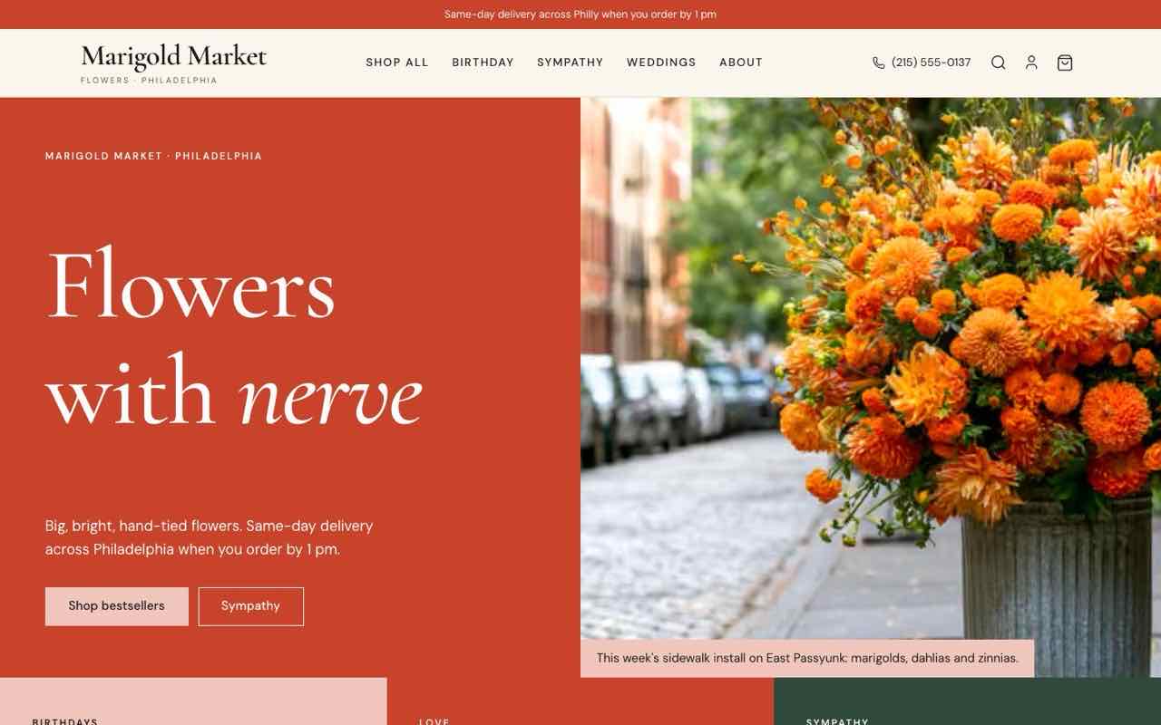 Marigold Market, an example shop website